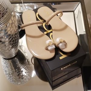 BEBE Eli Logo Flip Flops Size 8 NWT